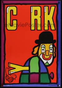 2w239 CYRK Polish commercial poster 27x38 '79 Jan Mlodozeniec art of clown stealing letter!