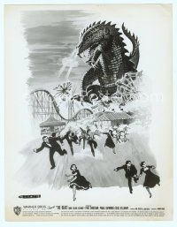 2x172 BEAST FROM 20,000 FATHOMS 8x10 still '53 Ray Bradbury, cool art of monster over carnival!