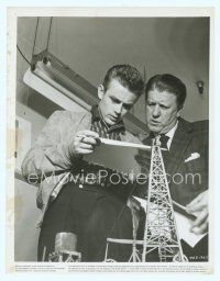 2x262 GIANT candid 8x10 still '56 James Dean smoking & studying by miniature set w/George Stevens!