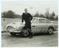 2x266 GOLDFINGER 7.5x9.5 still '64 great image of Sean Connery as James Bond by his Aston Martin!