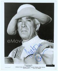 2x030 MAGUS signed 8x10 still '69 by Anthony Quinn, who's wearing a cool floppy hat!