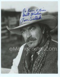 2x053 TOM SELLECK signed 8x10 still '90 great portrait wearing cool cowboy hat!