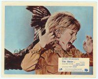 2x075 BIRDS color English FOH LC '63 Hitchcock, close image of terrified kid attacked by birds!
