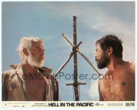 2x097 HELL IN THE PACIFIC color 8x10 mini LC #2 '69 c/u of Lee Marvin & Toshiro Mifune face-to-face!