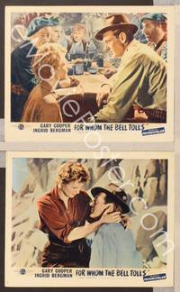 2y147 FOR WHOM THE BELL TOLLS 2 English FOH LCs '43 romantic c/us of Gary Cooper & Ingrid Bergman!