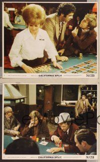 2y082 CALIFORNIA SPLIT 4 color 8x10 stills '74 George Segal & Elliott Gould as pro poker players!