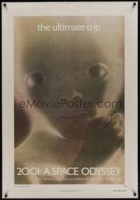 2z253 2001: A SPACE ODYSSEY linen 1sh R74 Stanley Kubrick, super close image of star child!