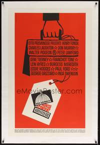 2z257 ADVISE & CONSENT linen 1sh '62 Otto Preminger, classic Saul Bass Washington Capitol artwork!