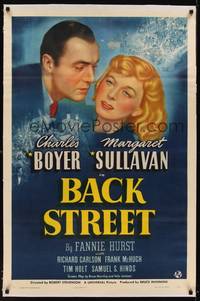 2z266 BACK STREET linen style C 1sh '41 Charles Boyer & Margaret Sullavan, written by Fannie Hurst!