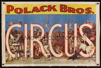 2z209 POLACK BROS. CIRCUS linen circus poster '30s cool art of big top performers by Frank Hoban!