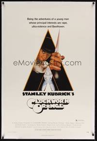 2z284 CLOCKWORK ORANGE linen X-rated 1sh '72 Stanley Kubrick classic, Castle art of McDowell!