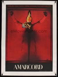 2z071 AMARCORD linen Czech 23x33 '74 Federico Fellini classic, great different art by Josef Vyletal!