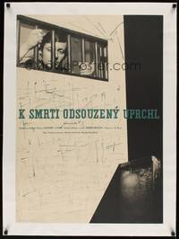 2z073 MAN ESCAPED linen Czech 23x33 '57 directed by Robert Bresson, completely different image!