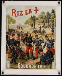 2z200 RIZ LA+ linen French advertising poster 1897 cigarette rolling papers, cool art of soldiers!