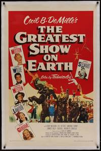 2z328 GREATEST SHOW ON EARTH linen 1sh '52 Cecil B. DeMille classic,Charlton Heston, James Stewart