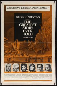 2z330 GREATEST STORY EVER TOLD linen 1sh '65 George Stevens, Max von Sydow as Jesus!