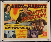 2z241 ANDY HARDY'S PRIVATE SECRETARY linen 1/2sh '41 Mickey Rooney, Kathryn Grayson in her 1st role!