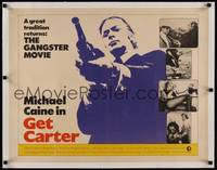 2z244 GET CARTER linen int'l 1/2sh '71 great close image of Michael Caine holding shotgun!