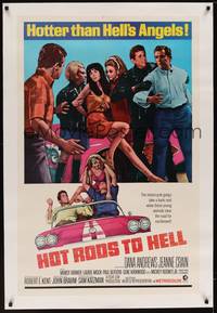 2z336 HOT RODS TO HELL linen 1sh '67 Dana Andrews, Jeanne Crain, Hotter than Hell's Angels!