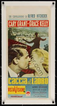 2z055 TO CATCH A THIEF linen Italian locandina R60s kiss c/u of Grace Kelly & Cary Grant, Hitchcock