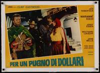 2z048 FISTFUL OF DOLLARS linen Italian photobusta '67 Sergio Leone, Eastwood by kissing couple!