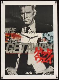 2z110 GETAWAY linen Japanese '72 best different image of Steve McQueen, Ali McGraw, Sam Peckinpah