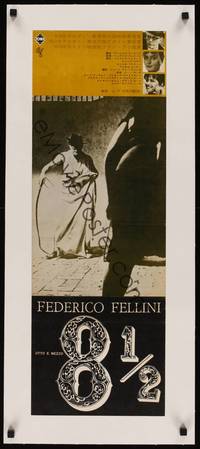 2z098 8 1/2 linen Japanese 10x28 '63 Federico Fellini, Marcello Mastroianni & Claudia Cardinale!