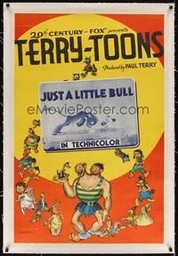 2z354 JUST A LITTLE BULL linen 1sh '40 Terry-Toons, cartoon image of young bull preparing to charge!