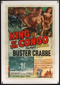 2z357 KING OF THE CONGO linen Chap15 1sh '52 Buster Crabbe as The Mighty Thunda in Columbia serial!
