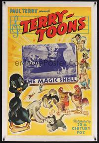 2z364 MAGIC SHELL linen 1sh '41 Terry-Toons, great cartoon image of rabbits living in a boot!