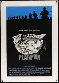 2z397 PLATOON linen 1sh '86 Oliver Stone, Tom Berenger, Willem Dafoe, Vietnam War!