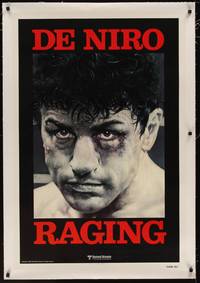 2z407 RAGING BULL linen teaser 1sh '80 Martin Scorsese, classic close up of boxer Robert De Niro!