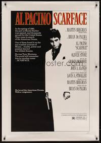 2z416 SCARFACE linen 1sh '83 Al Pacino as Tony Montana, Pfeiffer, Brian De Palma, Oliver Stone