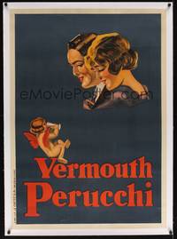 2z188 VERMOUTH PERUCCHI linen Spanish '20s cool stone litho advertisement for wine!