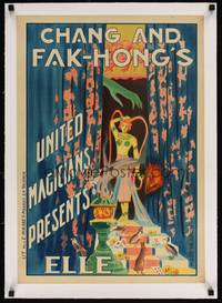 2z189 CHANG & FAK-HONG linen Spanish magic show poster '20s cool art of female performer Elle!