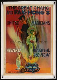 2z192 GREAT CHANG & FAK-HONG linen Spanish magic show poster '20s oriental review!