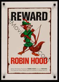 2z229 ROBIN HOOD linen special 11x17 '73 Walt Disney cartoon, best REWARD poster design!