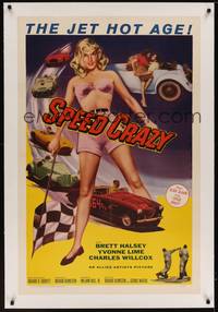 2z427 SPEED CRAZY linen 1sh '58 from the jet hot age, classic sexy sports car racing image!