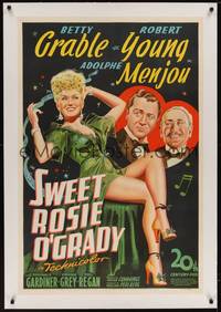 2z431 SWEET ROSIE O'GRADY linen 1sh '43 stone litho of sexy full-length Betty Grable, Young, Menjou
