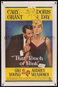 2z435 THAT TOUCH OF MINK linen 1sh '62 great close up art of Cary Grant & Doris Day!