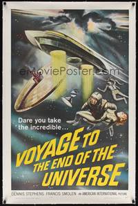 2z449 VOYAGE TO THE END OF THE UNIVERSE linen 1sh '64 AIP, Ikarie XB 1, cool outer space sci-fi art!