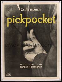 3a080 PICKPOCKET linen French 1p '59 Robert Bresson, cool image of thief's hand reaching in jacket!