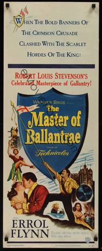 3a134 MASTER OF BALLANTRAE insert '53 Errol Flynn, Scotland, from Robert Louis Stevenson story!