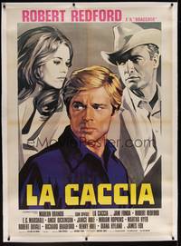 3a055 CHASE linen Italian 1p R1970s different art of Robert Redford between Marlon Brando & Jane Fonda!