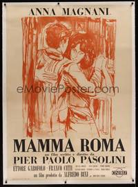 3a062 MAMMA ROMA linen Italian 1p '62 Pier Paolo Pasolini, Anna Magnani, art by Ercole Brini!
