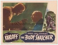 3a259 BODY SNATCHER LC '45 great close up of creepy Boris Karloff & terrified Bela Lugosi!