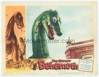 3a306 GIANT BEHEMOTH LC #8 '59 best c/u of massive dinosaur monster towering over building!