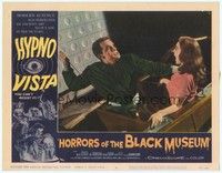 3a314 HORRORS OF THE BLACK MUSEUM LC #4 '59 deformed guy with knife attacks sexy screaming girl!