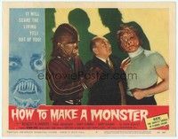 3a316 HOW TO MAKE A MONSTER LC #8 '58 wonderful close up of man admiring two monsters he made!