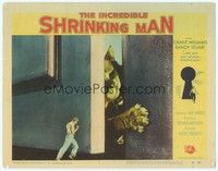 3a319 INCREDIBLE SHRINKING MAN LC #4 '57 great fx image of tiny man fighting off giant cat at door!